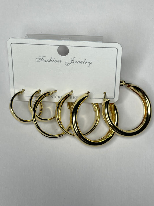 Radiant Gold Hoop Earrings Set