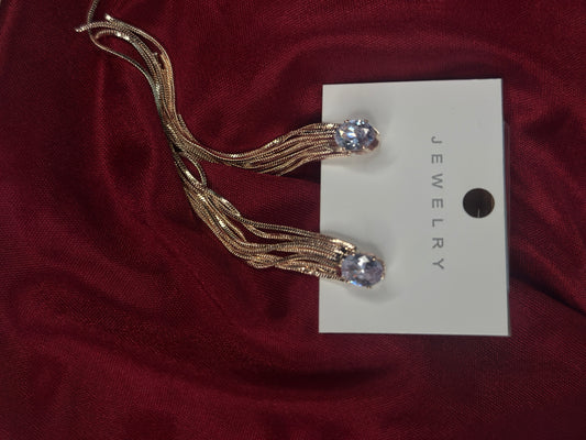 Crystal Cascade – Long Chain Dangler Earrings