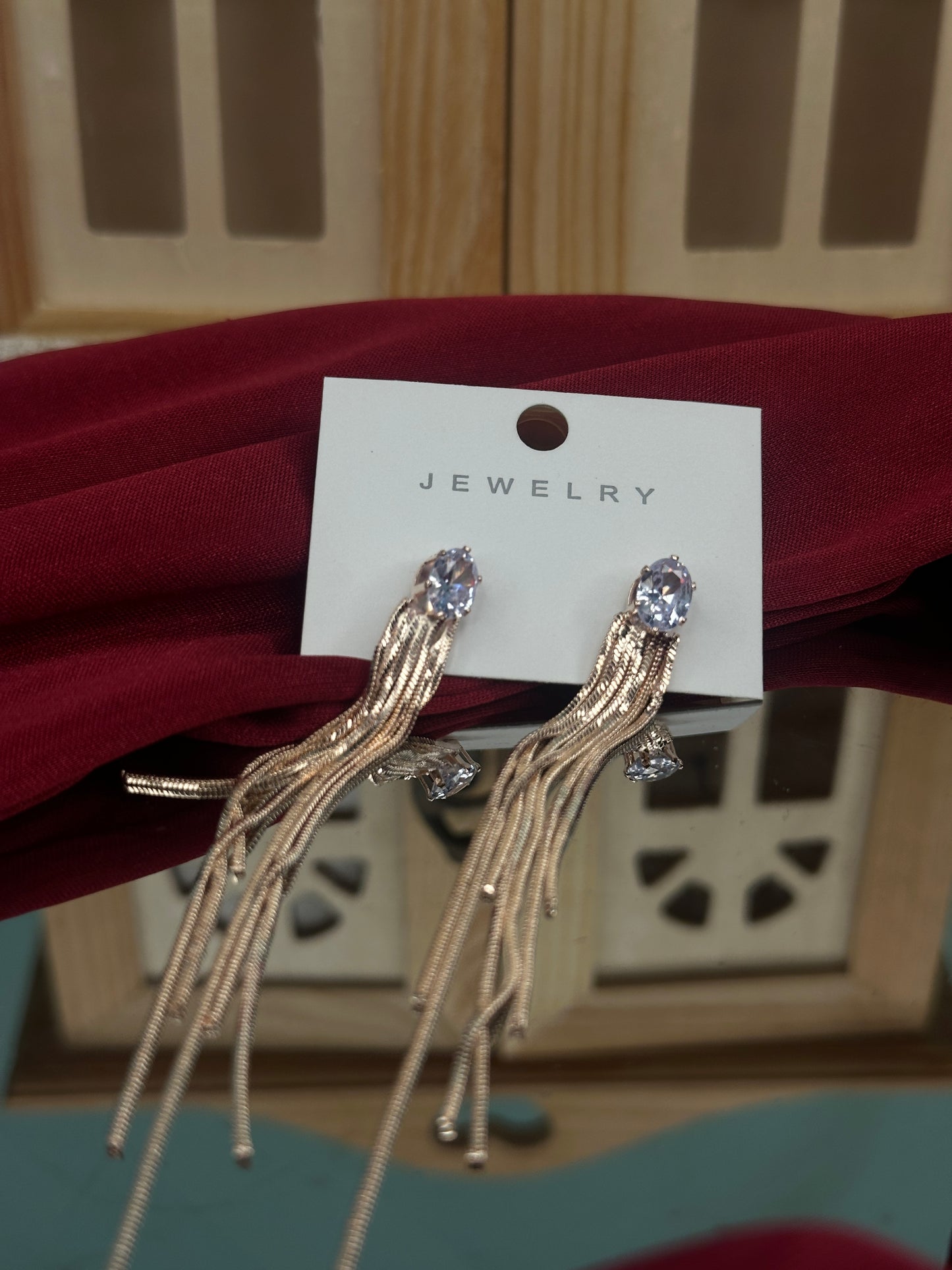 Crystal Cascade – Long Chain Dangler Earrings